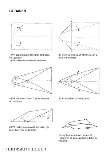 Pappersflygplan - tre modeller - Tekniska museet