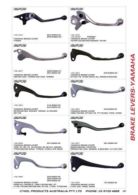 BRAKE LEVERS-YA m  AHA - Cykel Products Australia