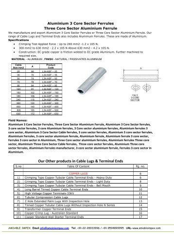 Aluminium 3 Core Sector Ferrules - Amiable Impex