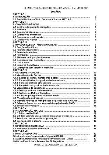 elementos básicos de programação em matlab - Matemática IFBA