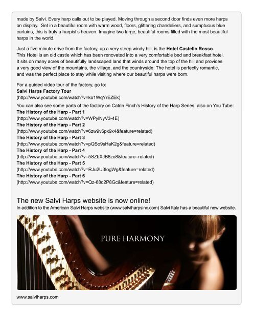 THE SALVI FACTORY - Salvi Harps, Inc.