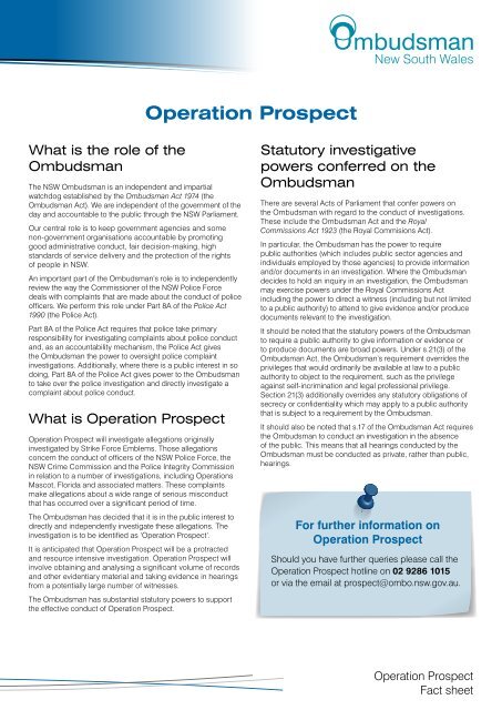 Operation Prospect - NSW Ombudsman