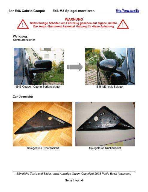 E46 M3 Spiegel montieren