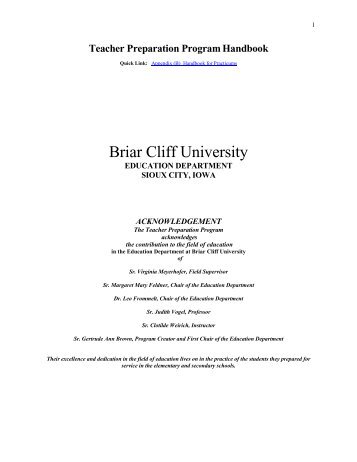 Teacher Preparation Handbook - Briar Cliff University