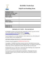 HASSRA North-East Trip/Event booking form