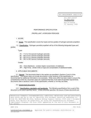 MIL 16005F specification - Peroxide Propulsion