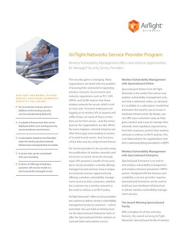 AirTight Networks Service Provider Program