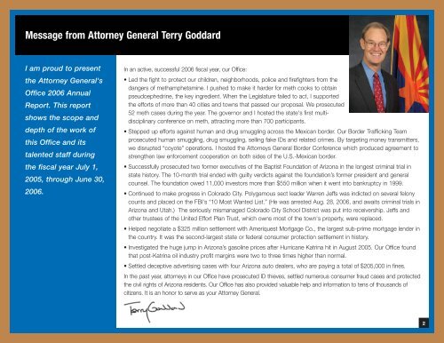 Arizona Attorney General Terry Goddard 2006 Annual Report