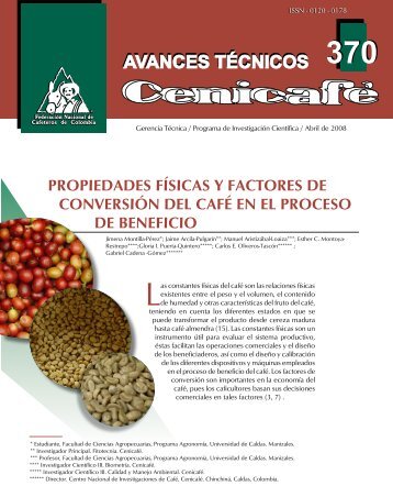 propiedades fÃ­sicas y factores de conversiÃ³n del cafÃ© en el proceso ...