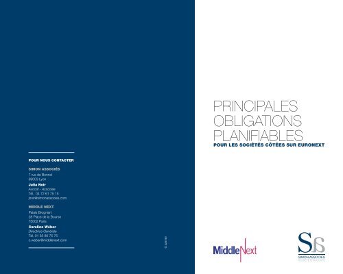 PRINCIPALES OBLIGATIONS PLANIFIABLES - Simon AssociÃ©s