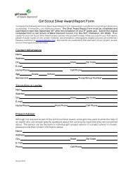 Girl Scout Silver Award Report Form - Girl Scouts of Black Diamond