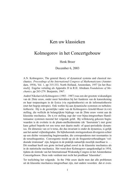 Ken uw klassieken Kolmogorov in het Concertgebouw - Wiskunde