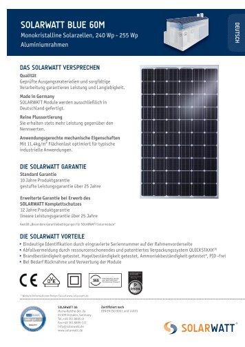 Solarwatt Blue 60M Datenblatt