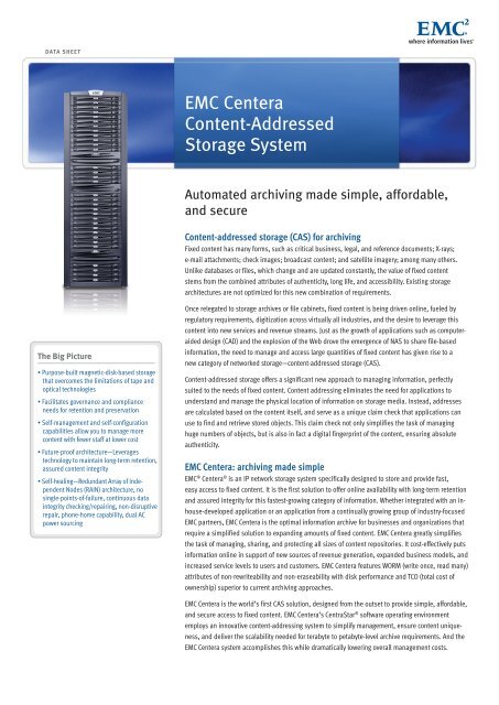 EMC Centera Data Sheet