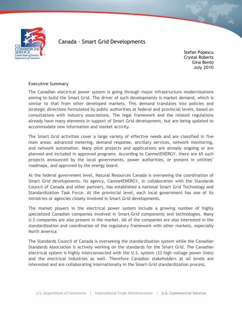Canada Smart Grid Developments Smart Grids Cre