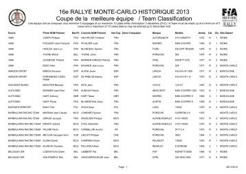 16e RALLYE MONTE-CARLO HISTORIQUE 2013 Coupe de la ...