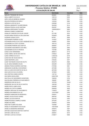 LOCALIZAÃÃO DE SALAS - Universidade CatÃ³lica de BrasÃ­lia