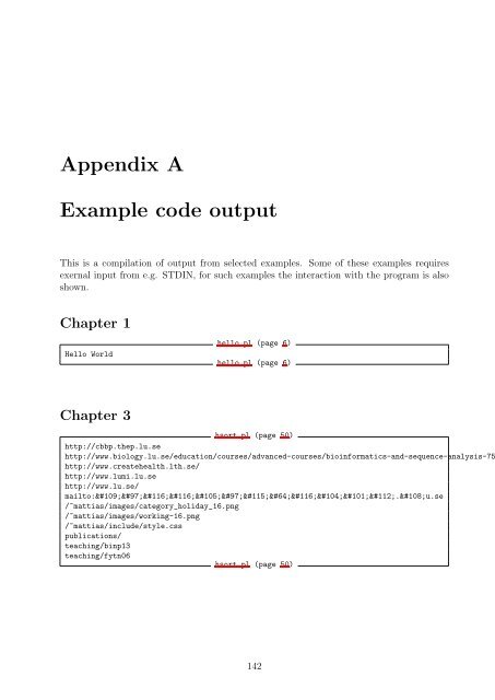 Appendix A Example Code Output