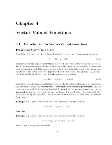 Chapter 4 Vector-Valued Functions