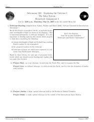 Exploring the Universe I The Solar System Homework Assignment 3