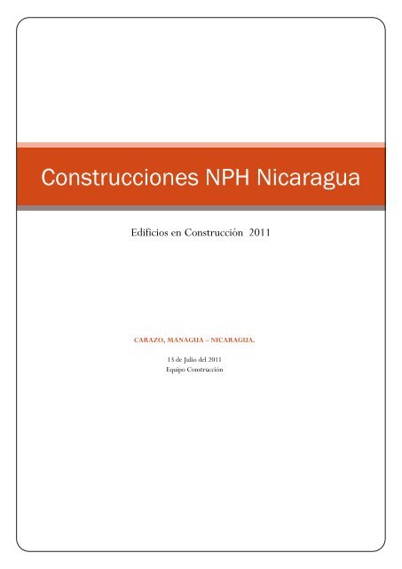 Construcciones NPH Nicaragua - Friends of the Orphans