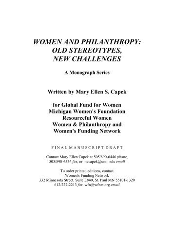 women and philanthropy: old stereotypes, new challenges