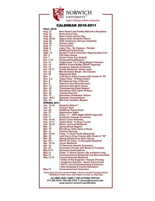 Norwich University Academic Calendar 2021 Sale, SAVE 48% - piv-phuket.com
