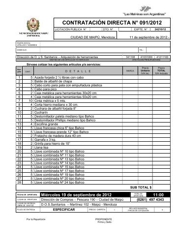 CONTRATACIÃ“N DIRECTA NÂ° 091/2012 - Municipalidad de MaipÃº