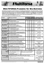 MULTIFORSA-Produkte für Bio-Betriebe
