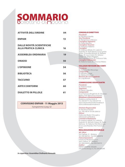 marzo 2013 (pdf - 1.4 MB) - Ordine Provinciale dei Medici Chirurghi ...