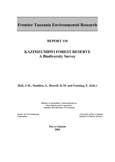 Frontier Tanzania Environmental Research REPORT 110 ...