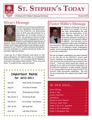 Summer 2010 Newsletter - St. Stephen's Episcopal Day School