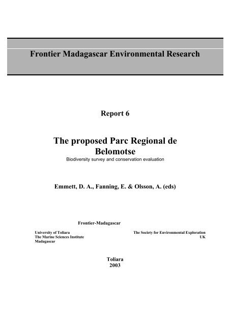 The proposed Parc Regional de Belomotse - Frontier-publications ...