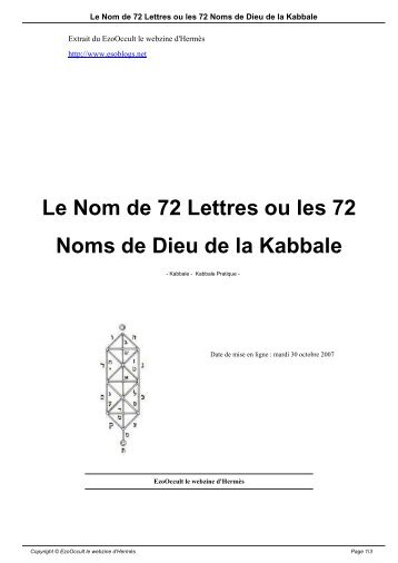 Le Nom de 72 Lettres ou les 72 Noms de Dieu de la ... - EzoOccult