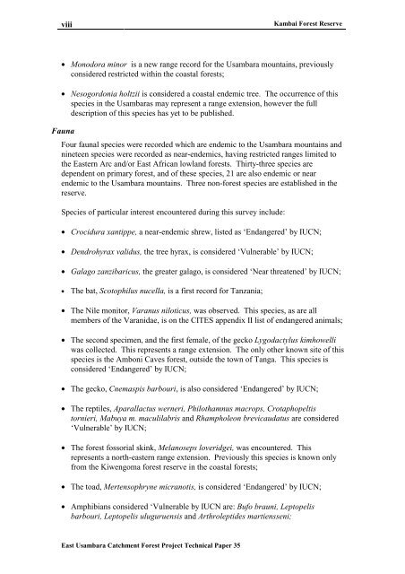 East Usambara Catchment Forest Project Technical Paper 35 ...