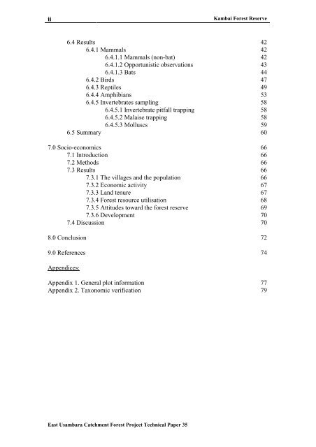 East Usambara Catchment Forest Project Technical Paper 35 ...