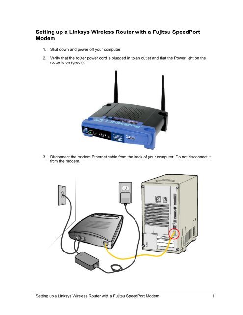 Setting up a Linksys Wireless Router with a Fujitsu ... - Verizon