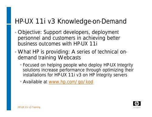 HP-UX 11i v3 Knowledge-on-Demand - Hewlett Packard