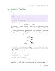 3.1 Quadratic Functions
