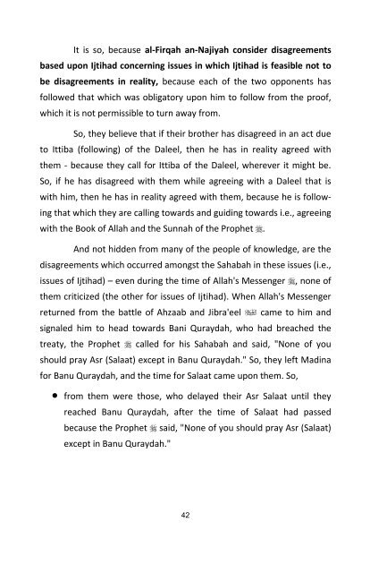 Salafiyyah is not a Hizbi (partisan) Madhhab - QSEP