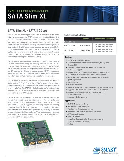 SATA Slim XL Product Overview - Smart Modular Technologies, Inc.