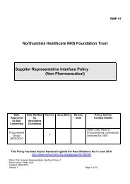 Supplier Representative Interface Policy - Northumbria NHS Trust