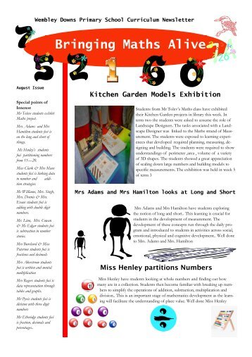 Maths Newsletter August 2012 - Wembley Downs Primary School
