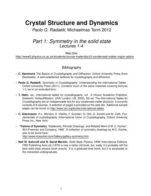 Handout 1 [pdf] - University of Oxford Department of Physics