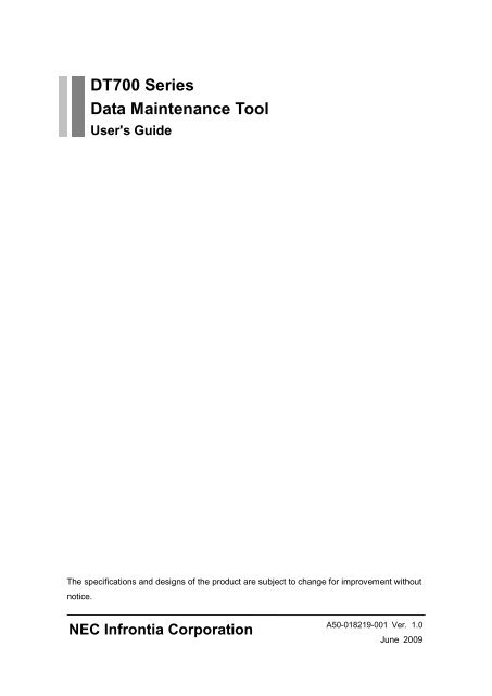 Data Maintenance Tool for DT700 Series - NEC Corporation of ...