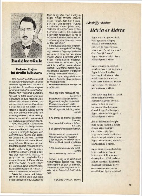 1995 - MagyarorszÃ¡gi UnitÃ¡rius EgyhÃ¡z