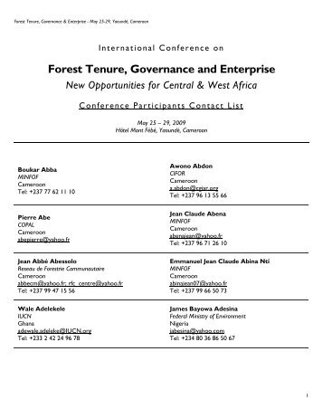 Forest Tenure, Governance and Enterprise - Rights and Resources ...
