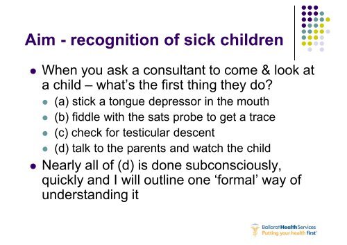 Assessment of the Sick Child - BHS Education Resource