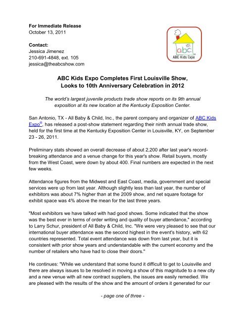 ABC Kids Expo Completes First Louisville Show, Looks to 10th ...