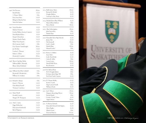 Fall 2011 - Students - University of Saskatchewan